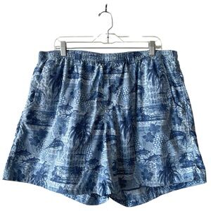 Columbia PFG Blue Tropical Fish Hawaiian Print Fishing Swim Trunks XL